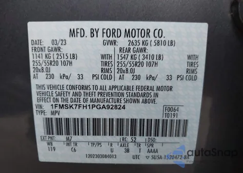 2023 Ford Explorer Limited from USA, damaged, VIN 1FMSK7FH1PGA92824